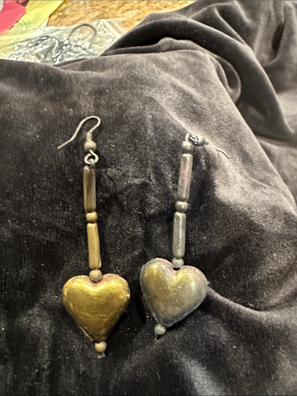 Mixed-Metal Heart Drop Earrings — Gold and Silver Tone